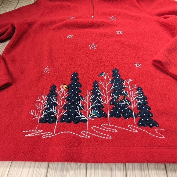 Breckenridge Forest Fleece Holiday Pullover in Red and Blue Quarter Zip Sz Med - Picture 4 of 11